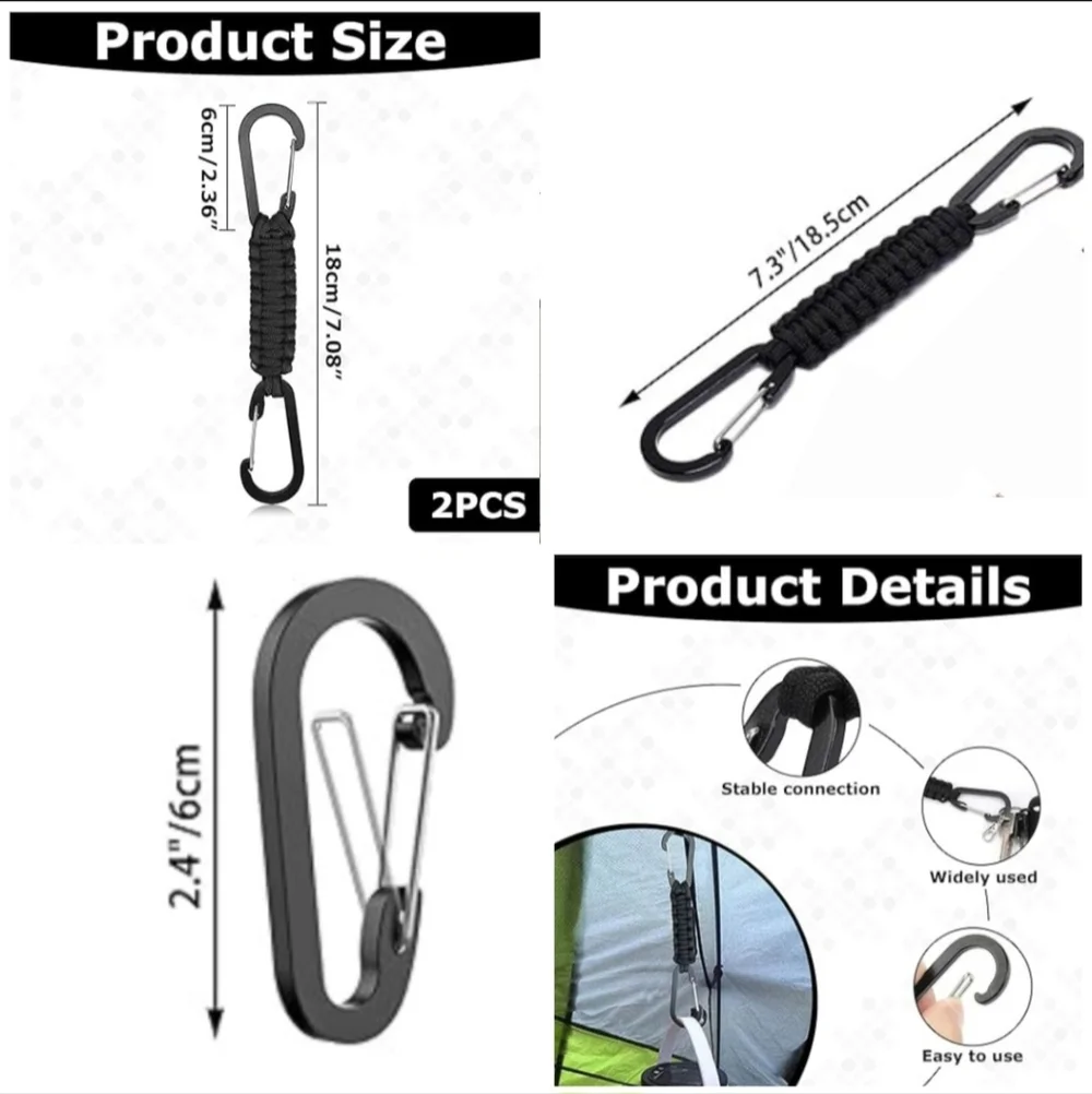 🍎2 New Outdoor Carabiner Military Paracord Rope Keychain Braided Lanyard Hanger
